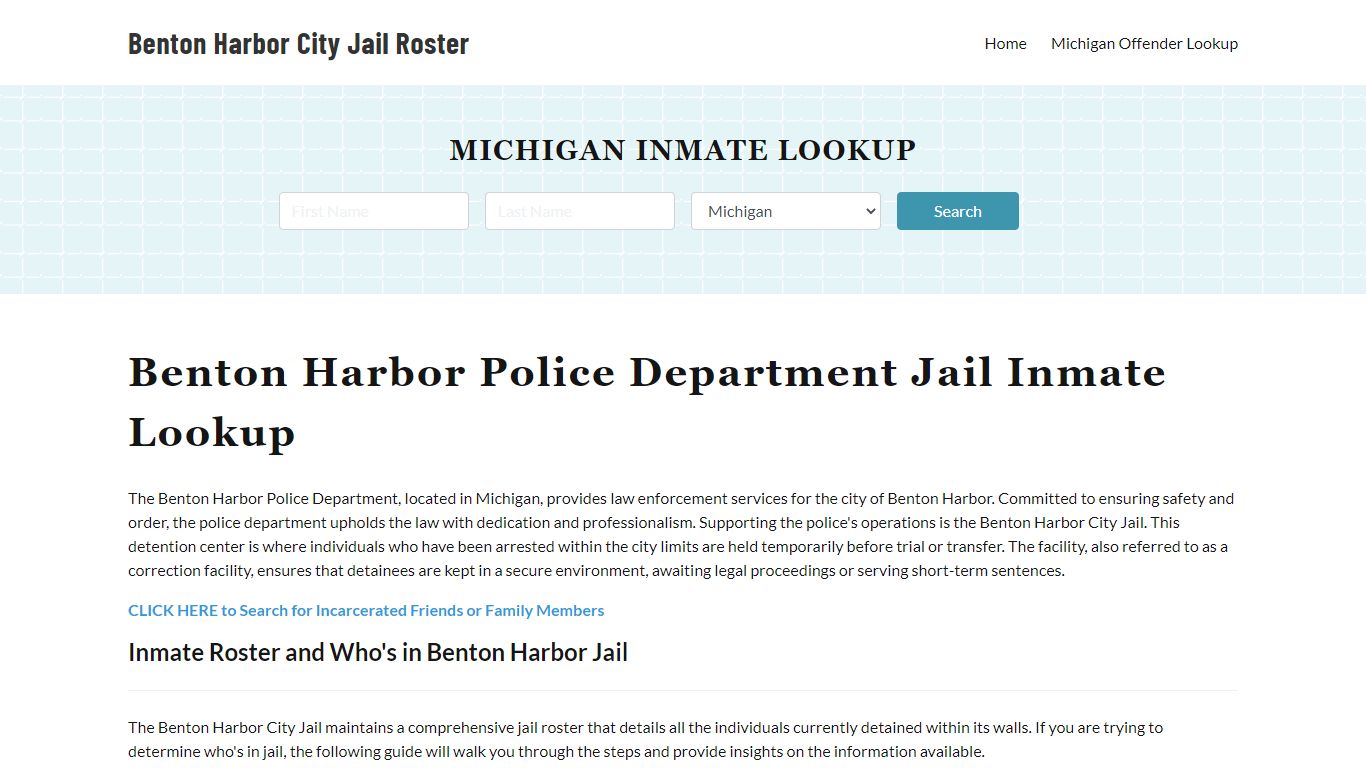 Benton Harbor Police Department & City Jail, MI Inmate Roster, Arrests ...