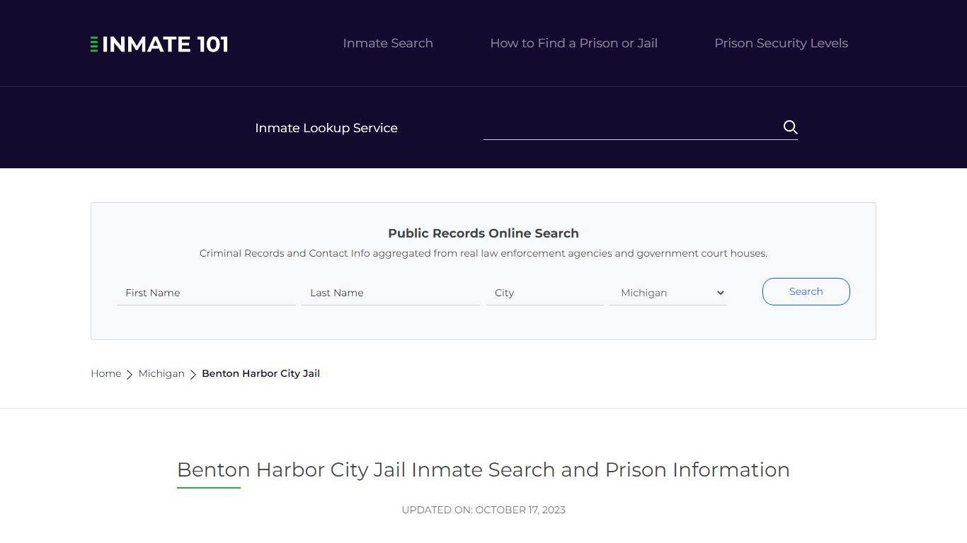 Benton Harbor City Jail Inmate Search and Prison Information